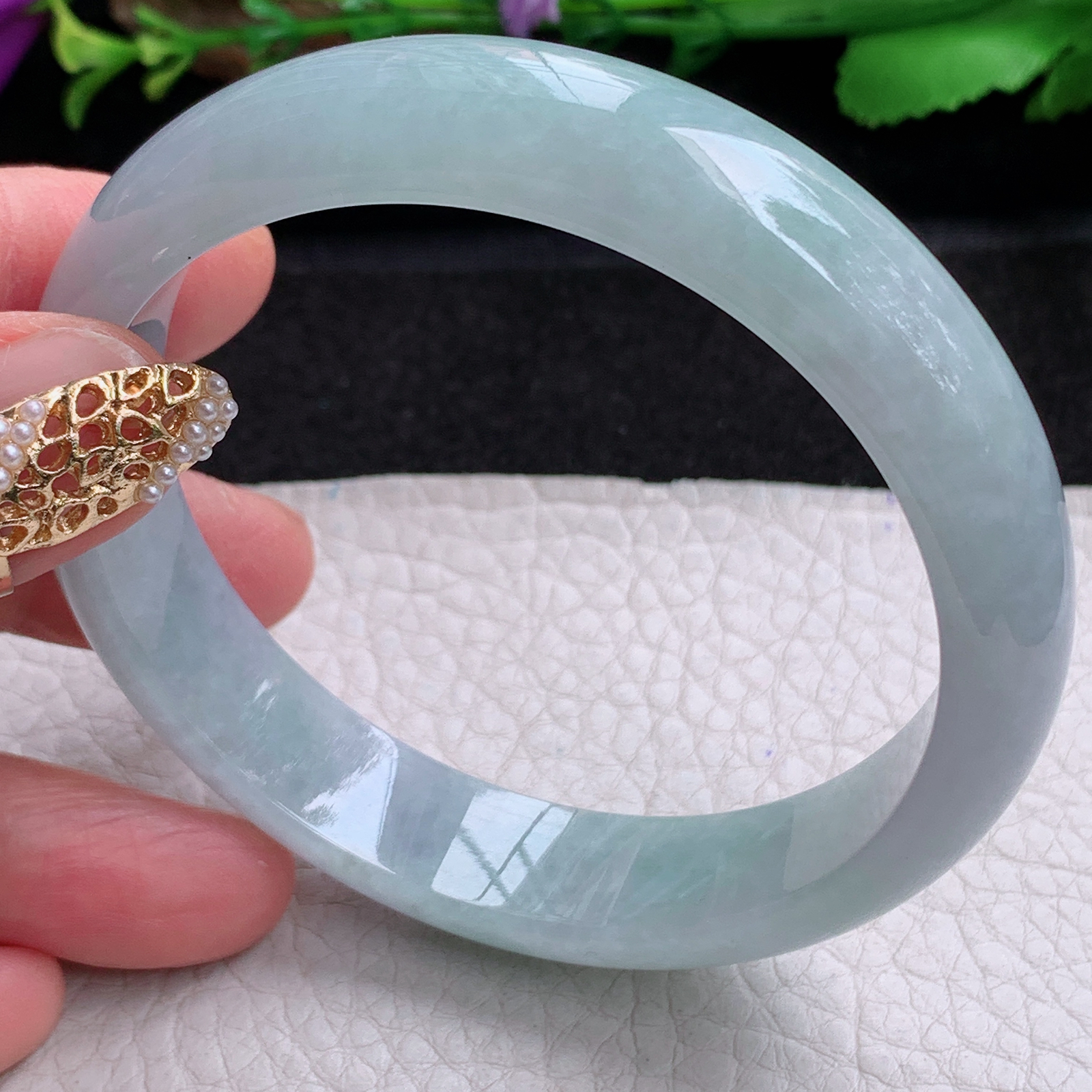 ee实拍59.5*13.5*7.3平安镯 天然缅甸翡翠a货手镯冰胶大气正圈玉镯子
