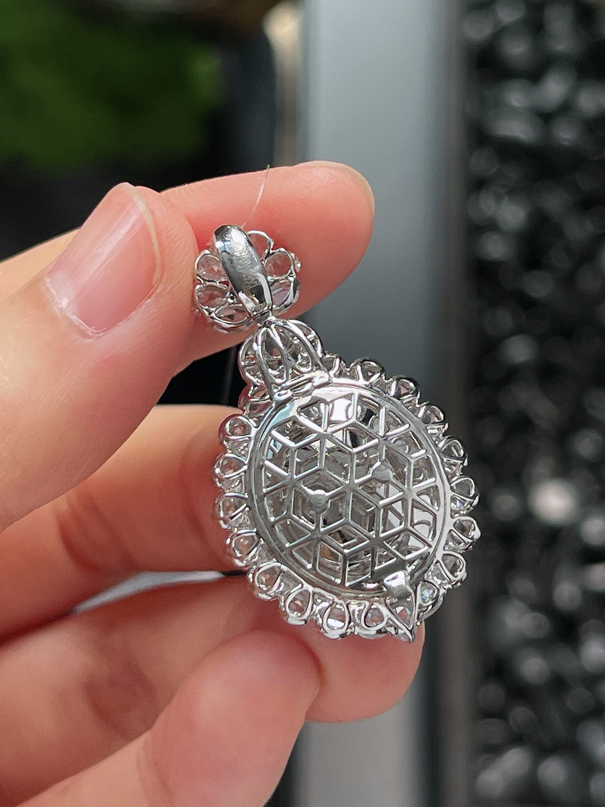 18k金 翡翠冰糯种满紫蛋面挂件