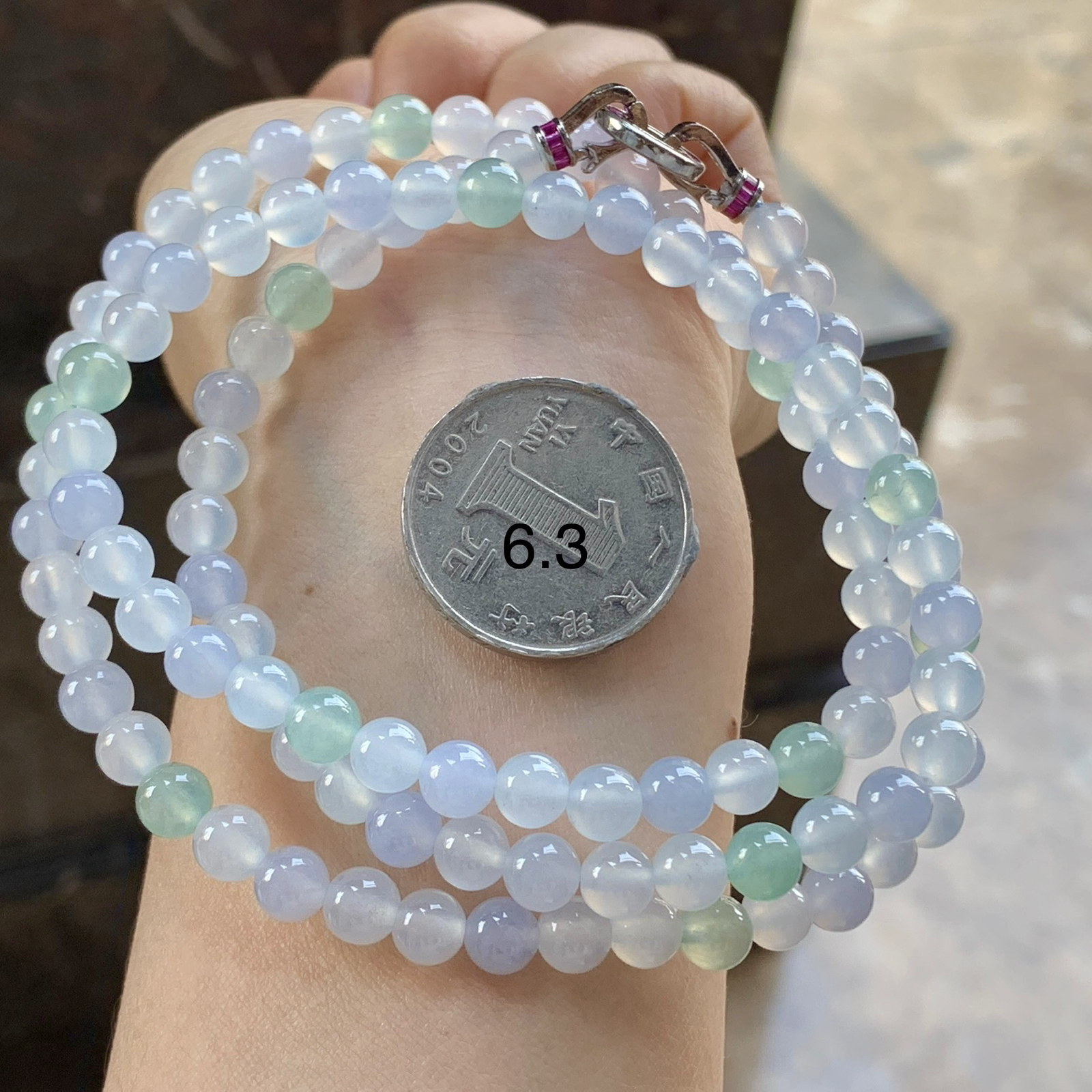 冰种糖果色珠链^_^清新冰透 甜美