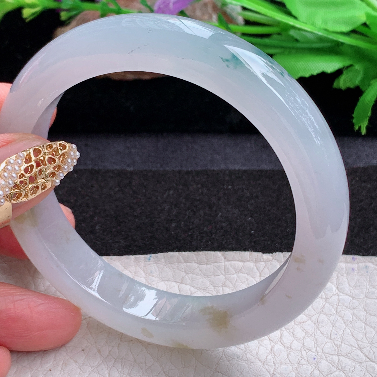 p实拍58.5*12.7*9平安镯 天然缅甸翡翠a货手镯冰飘花起光厚装正圈玉镯子