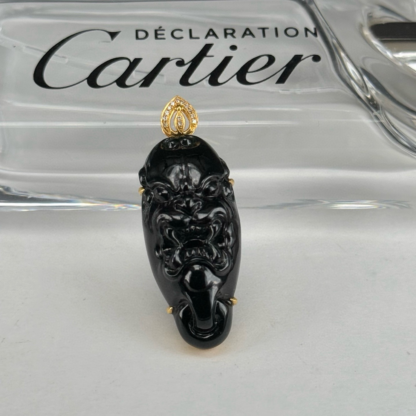 精品18k金墨翠小吊坠 种好色正 黑度极好 打灯通透 油性十足 尺寸36.9