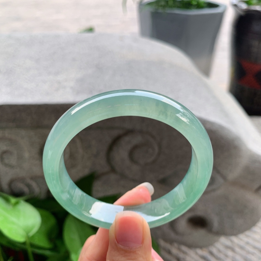 圈口 56-13-7.4【冰种芙蓉绿正圈手镯】正圈56 57可戴