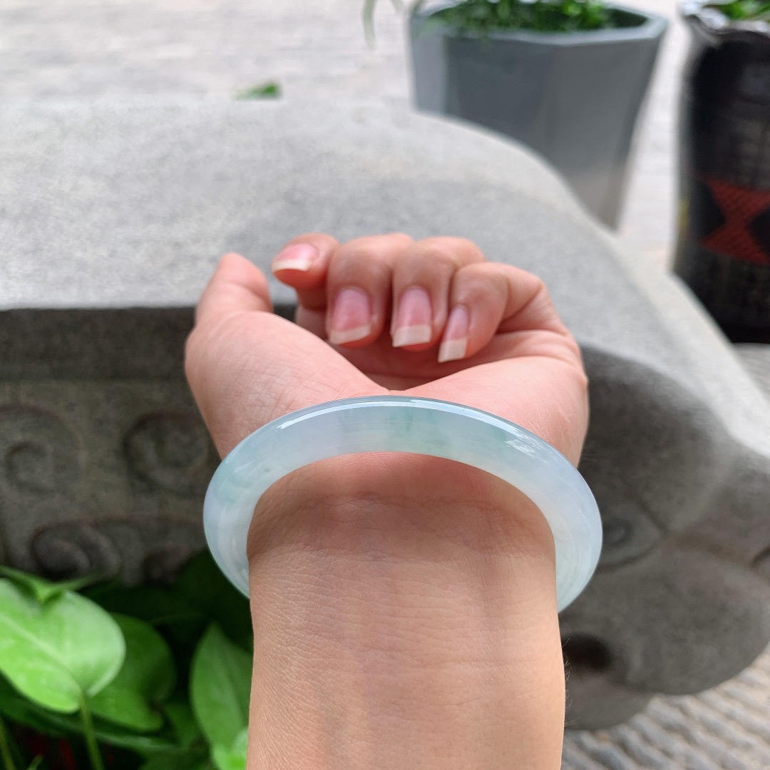 小圈口53.8-8.5 【冰蓝圆条手镯】圆条53 54可戴