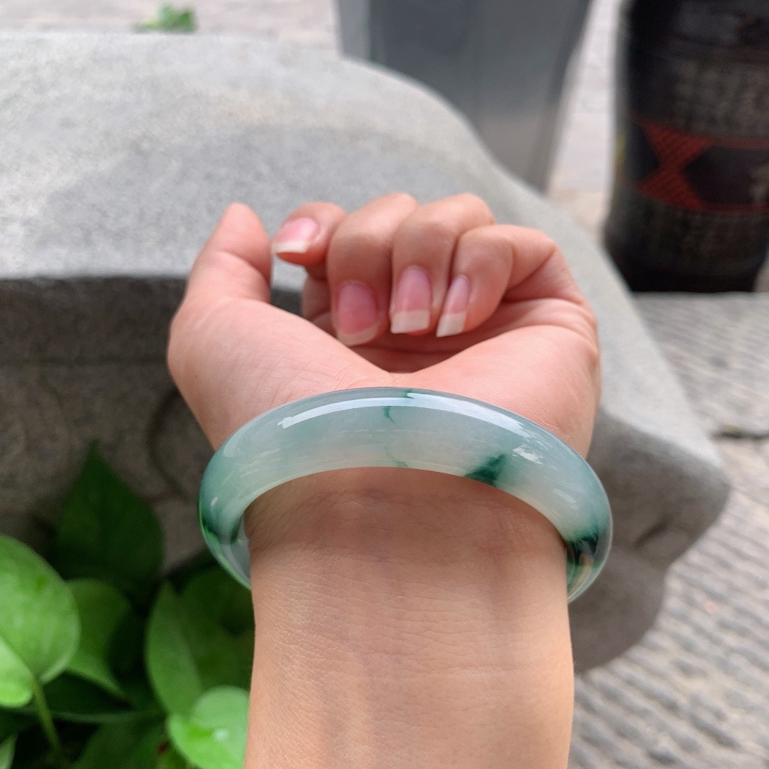 圈口56-12.7-7.7 【冰紫飘花正圈手镯】正圈56 57可戴