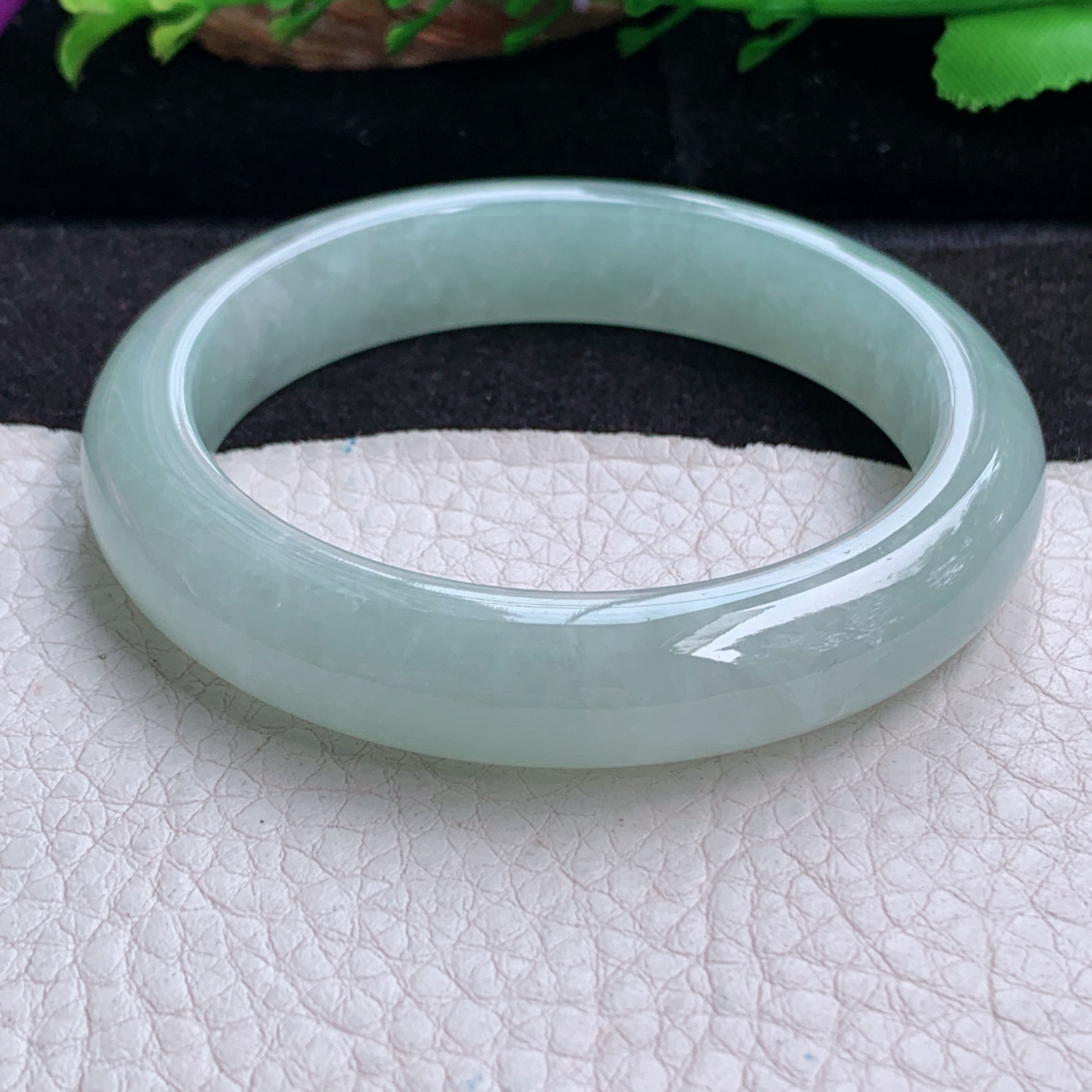 hy实拍54*11.6*8.3平安镯 天然缅甸翡翠a货手镯冰晴秀气正圈玉镯子