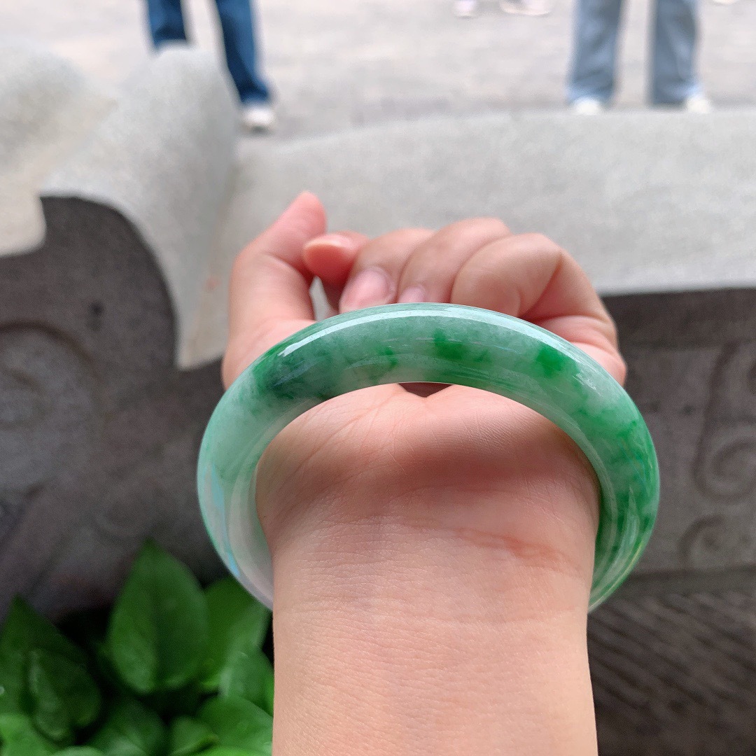 圈口 57.6-12.5-9.4【辣绿正圈手镯】正圈57 58可戴