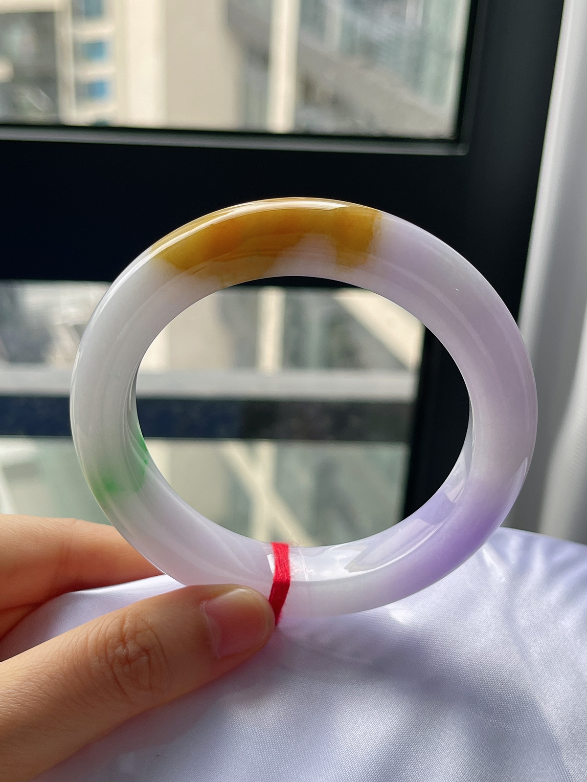 正圈58圈口，翡翠糯化种福禄寿手镯