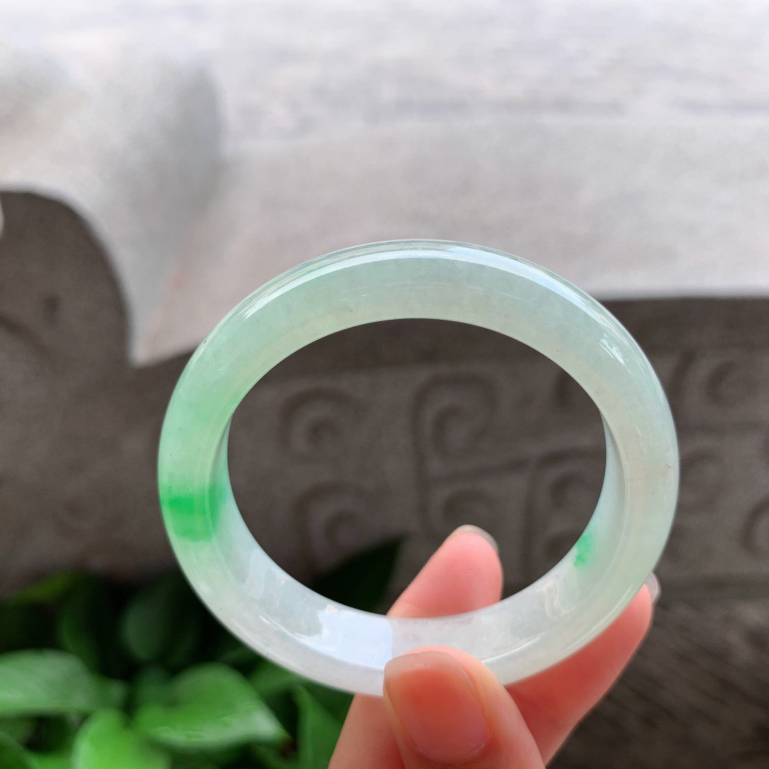 小圈口49.7-12.3-7.2 【阳绿正圈手镯】正圈49 50可戴