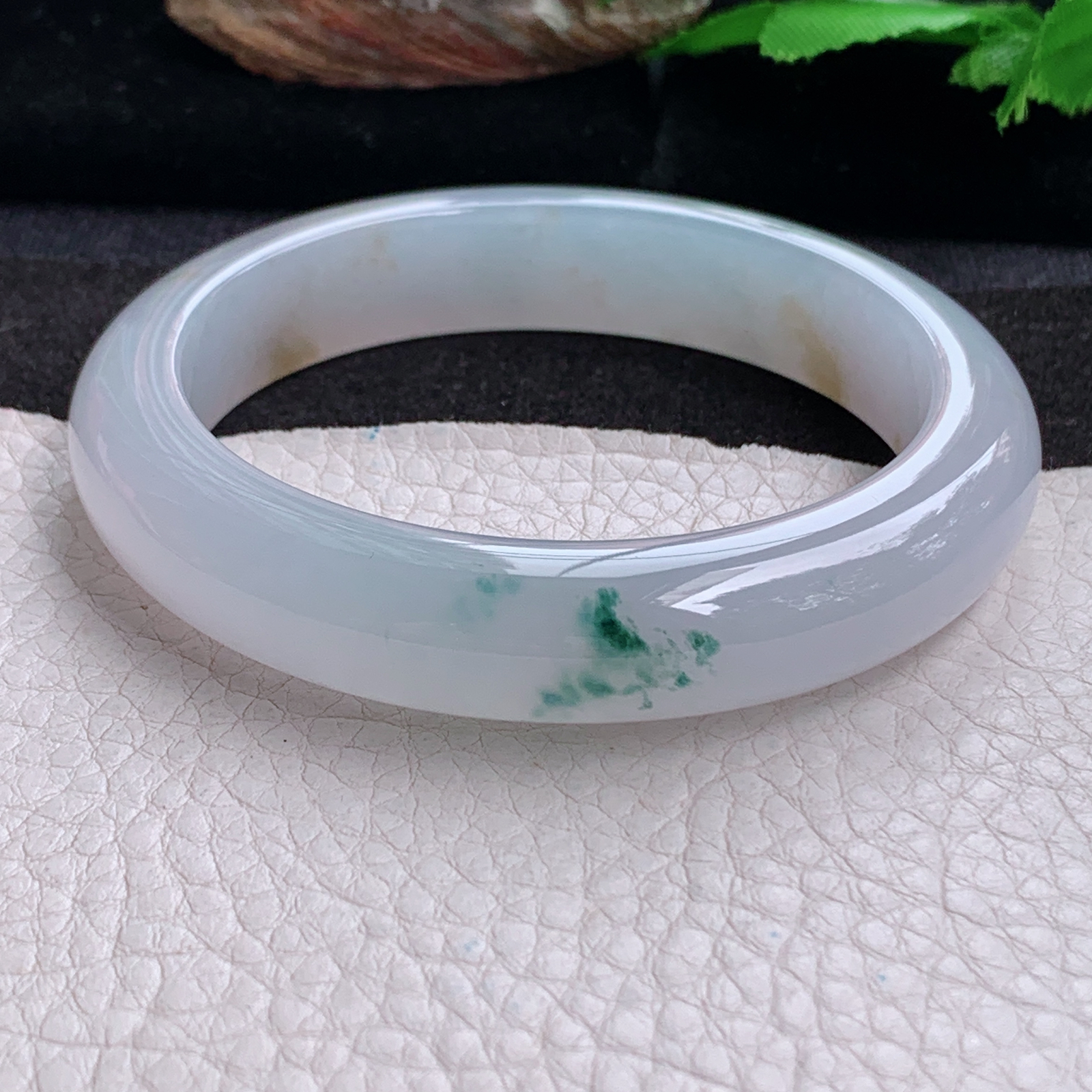 p实拍58.5*12.7*9平安镯 天然缅甸翡翠a货手镯冰飘花起光厚装正圈玉镯子