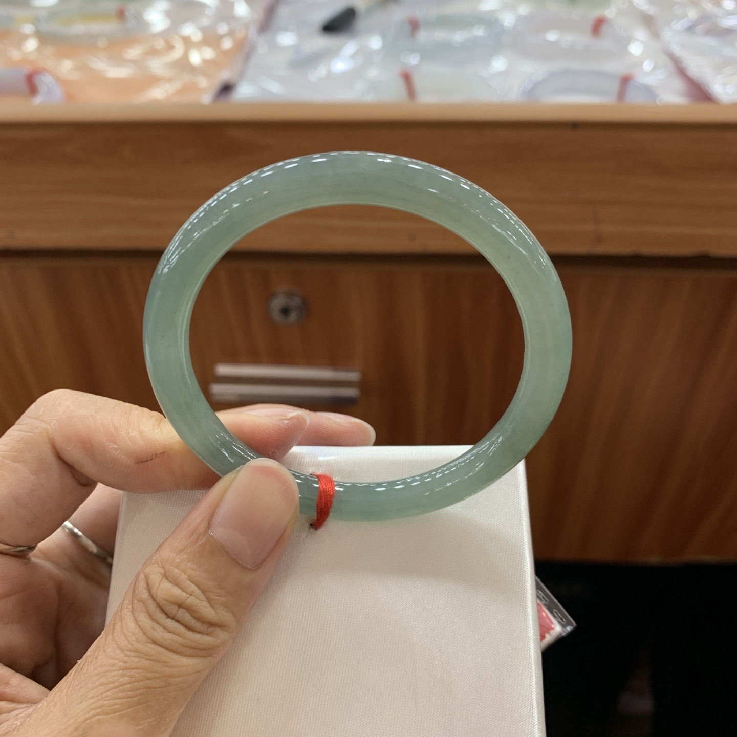 041002FN 蓝水圆条翡翠手镯 53.8-6.7-7