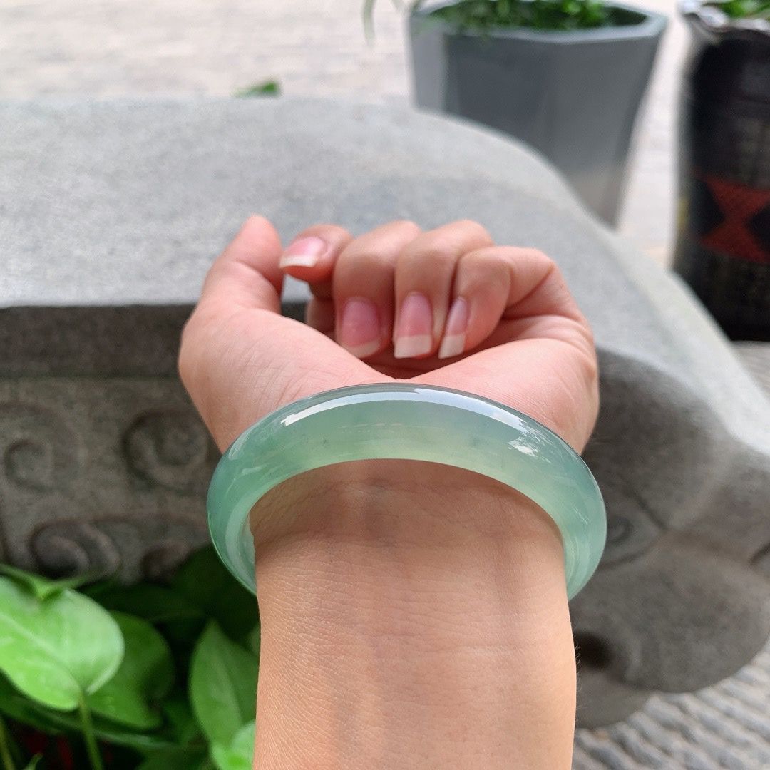 圈口 56-13-7.4【冰种芙蓉绿正圈手镯】正圈56 57可戴