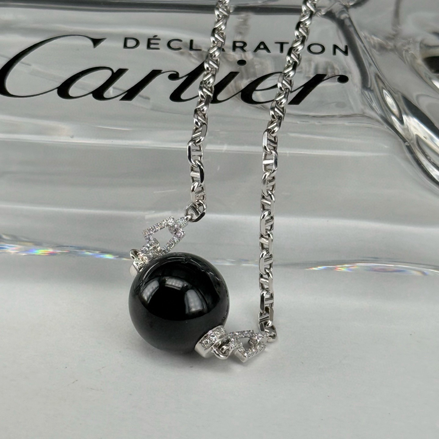 精品18k墨翠珠子锁骨链 种好色正 黑度极好 打灯通透 油性十足 尺寸12