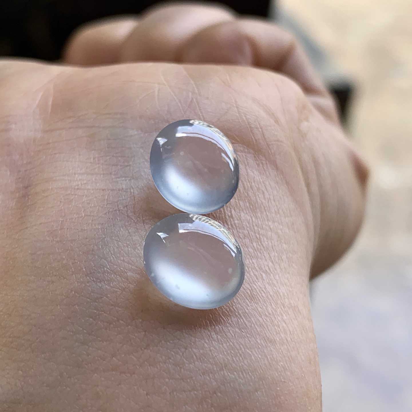 高冰戒面一对^_^透亮 荧光十足