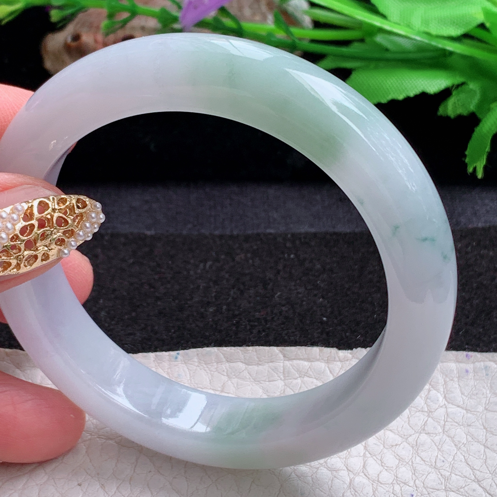 p实拍54*12*8.8平安镯 天然缅甸翡翠a货手镯飘花厚装正圈玉镯子