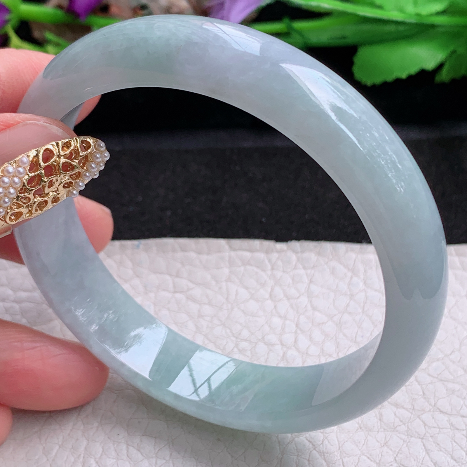 ee实拍59.5*13.5*7.3平安镯 天然缅甸翡翠a货手镯冰胶大气正圈玉镯子