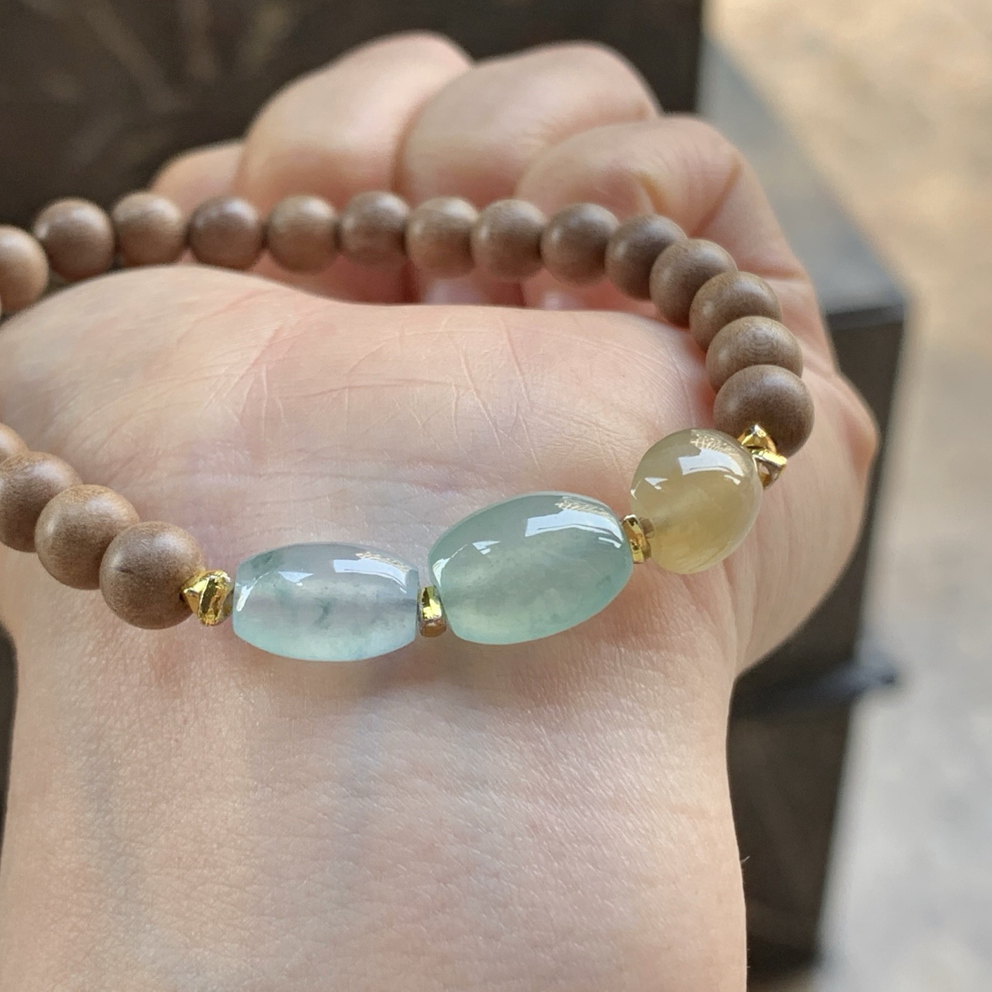 冰种筒珠手串^_^清新特色 冰透