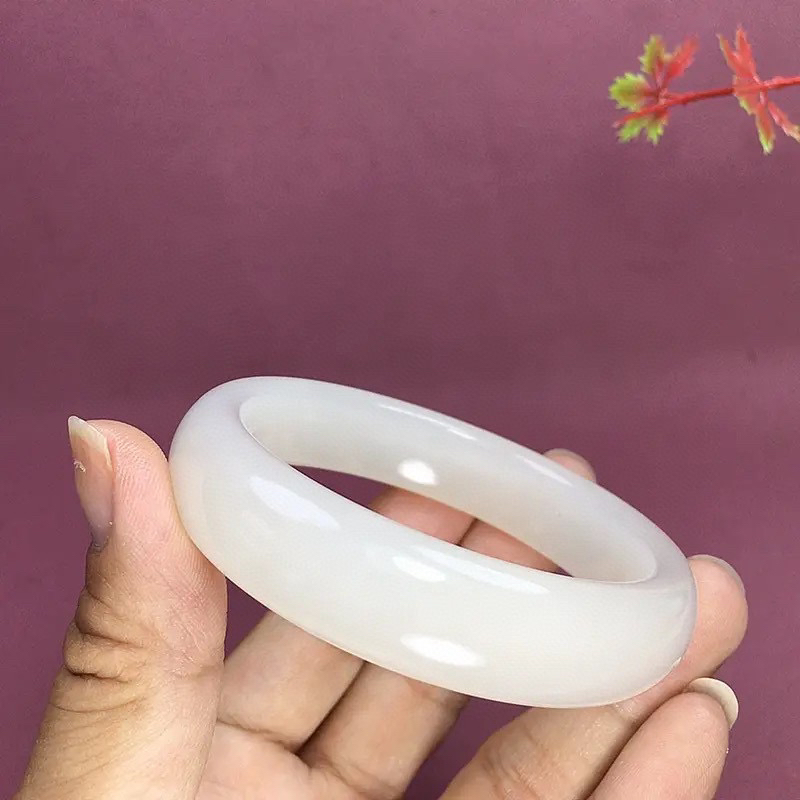 52.9圈口和田玉羊脂白玉宽版手镯，品质好，料子好，精品手镯