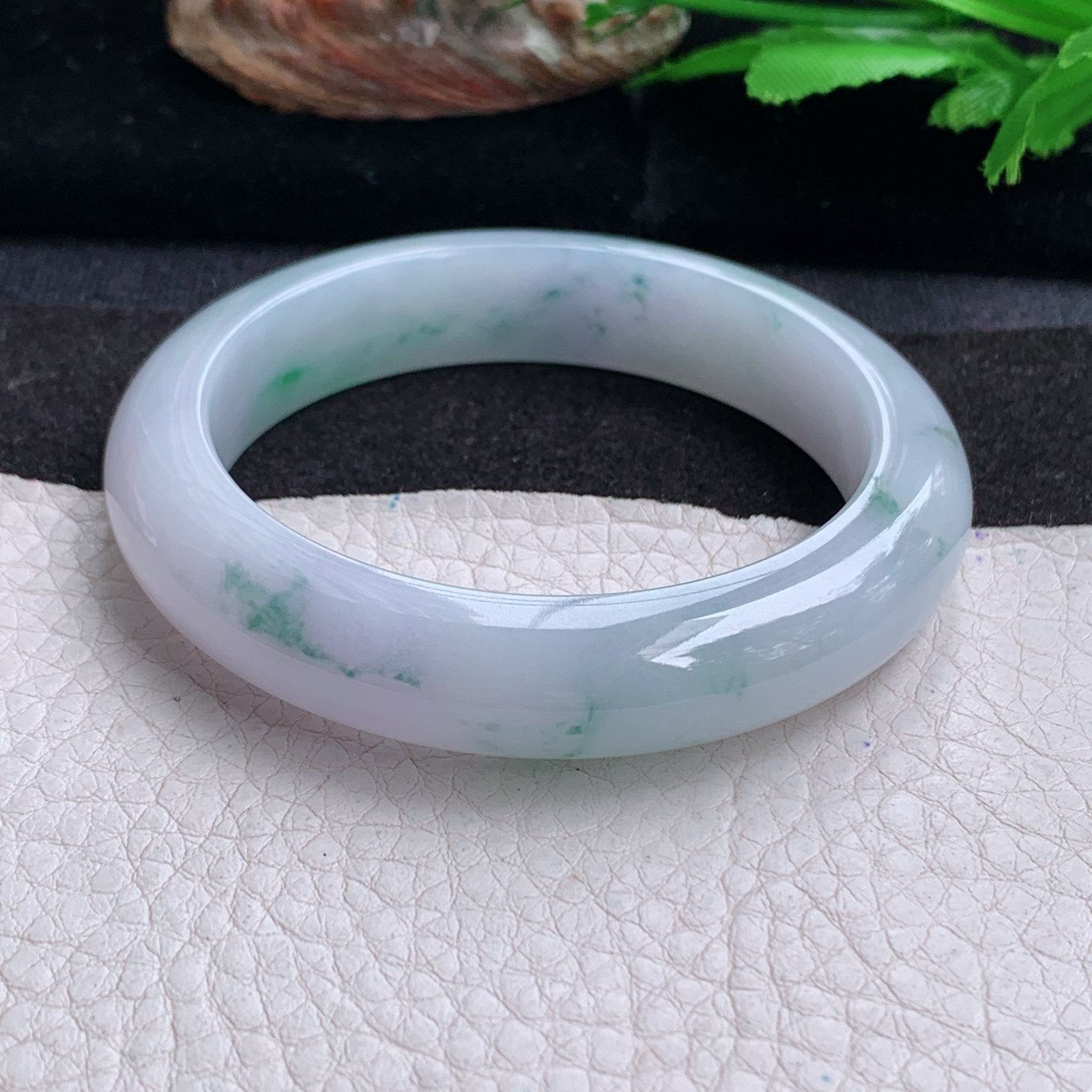 p实拍54*12.2*9平安镯 天然缅甸翡翠a货手镯冰飘花厚装正圈玉镯子