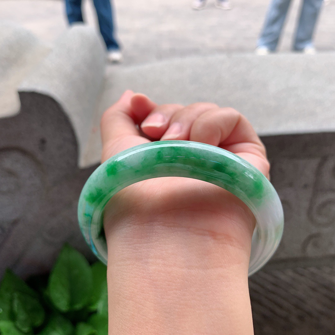 圈口 57.6-12.5-9.4【辣绿正圈手镯】正圈57 58可戴
