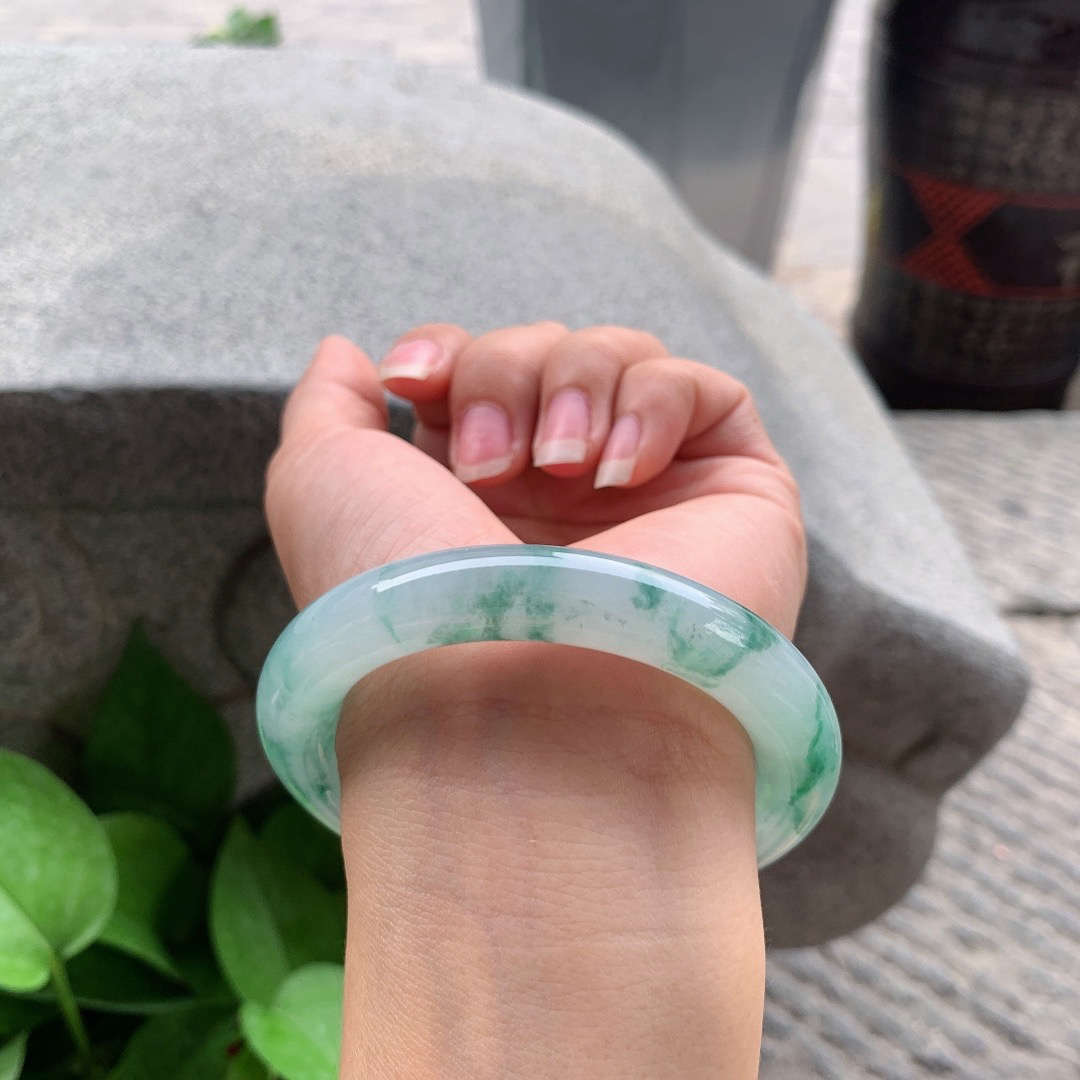 圈口55.7-10.8 【冰飘花圆条手镯】圆条55 56可戴