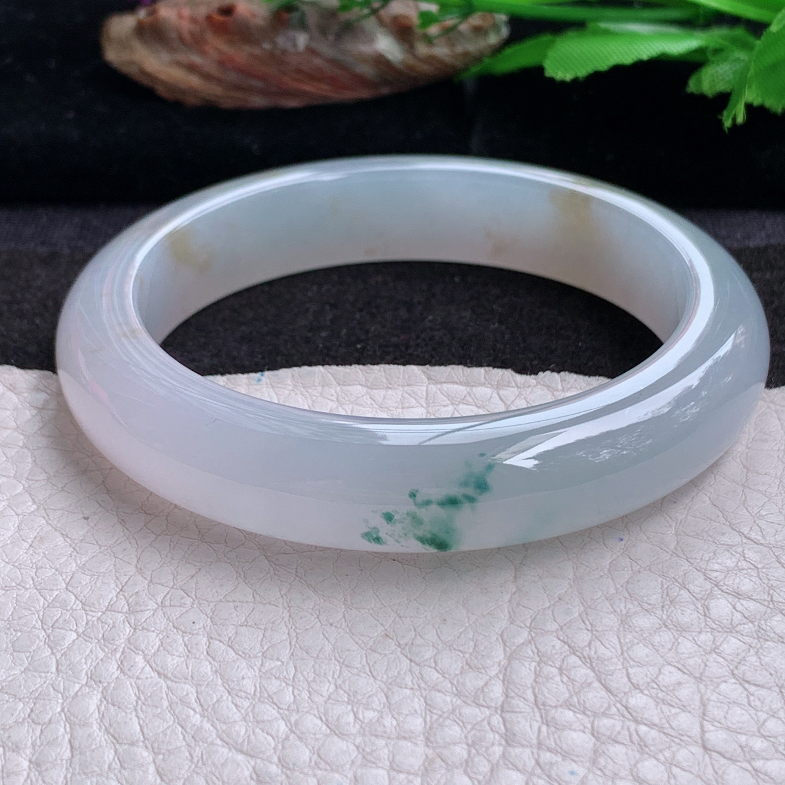 p实拍58.5*12.7*9平安镯 天然缅甸翡翠a货手镯冰飘花起光厚装正圈玉镯子