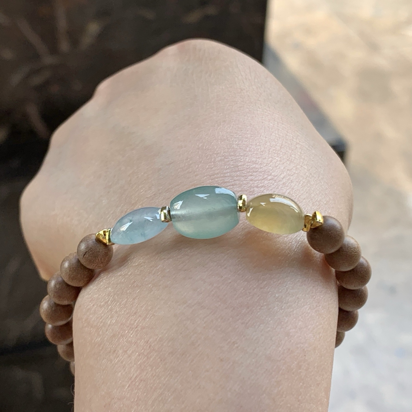 冰种筒珠手串^_^清新特色 冰透