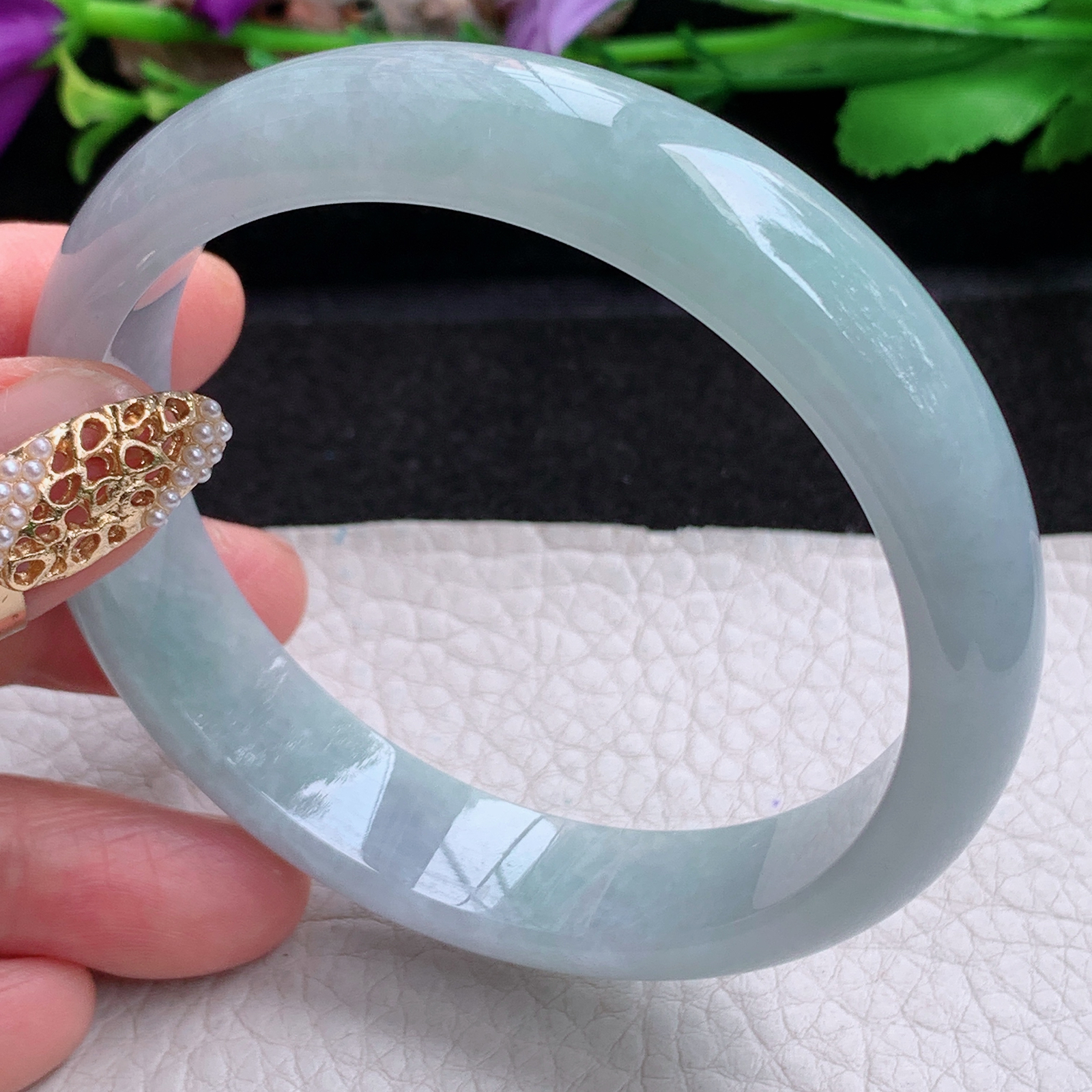 ee实拍59.5*13.5*7.3平安镯 天然缅甸翡翠a货手镯冰胶大气正圈玉镯子