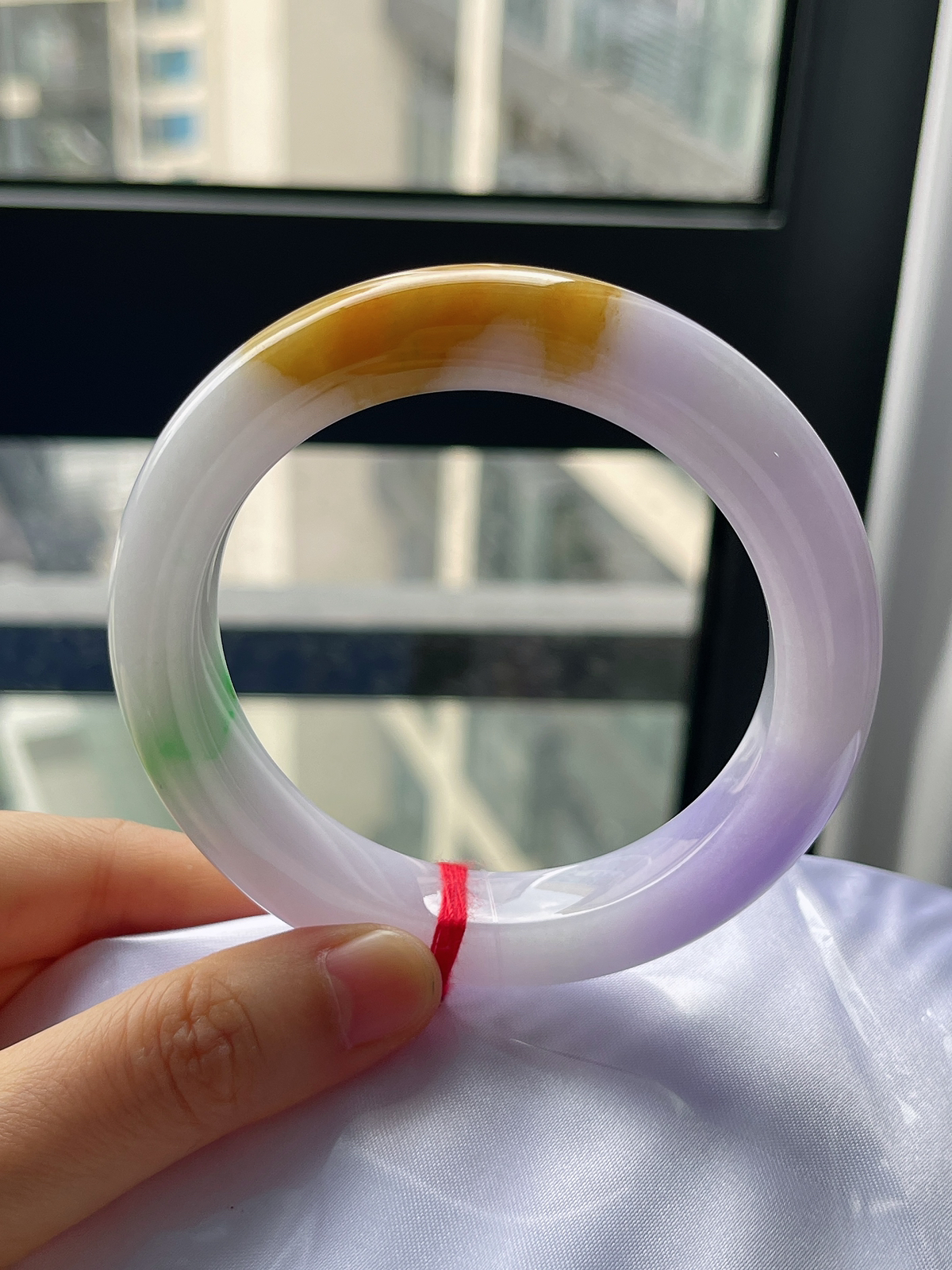 正圈58圈口，翡翠糯化种福禄寿手镯