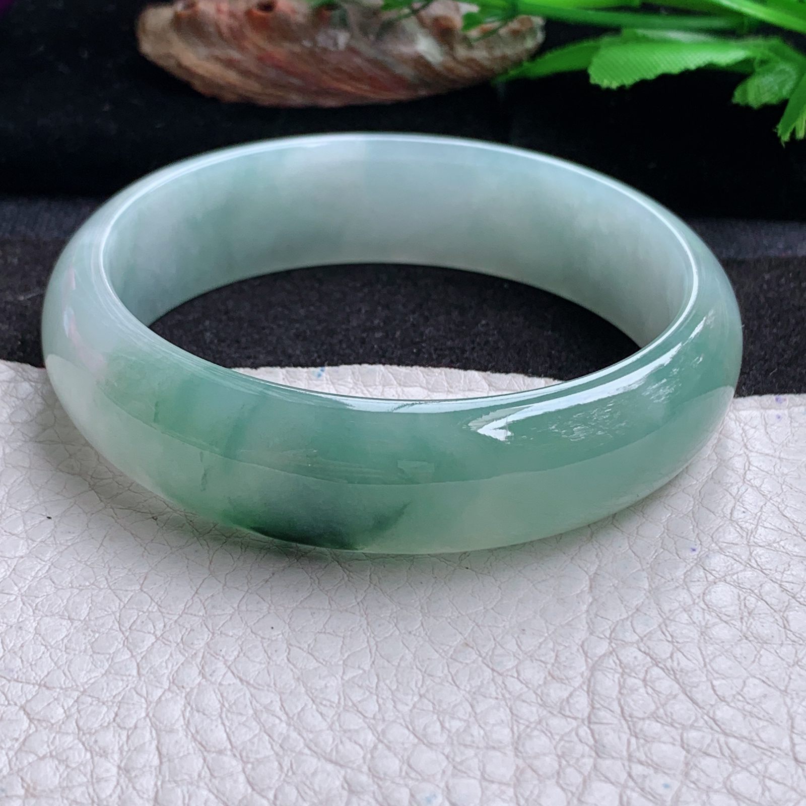 xc大圈口60*16.2*7.5轮胎镯 天然缅甸翡翠a货手镯冰飘花正圈玉镯子