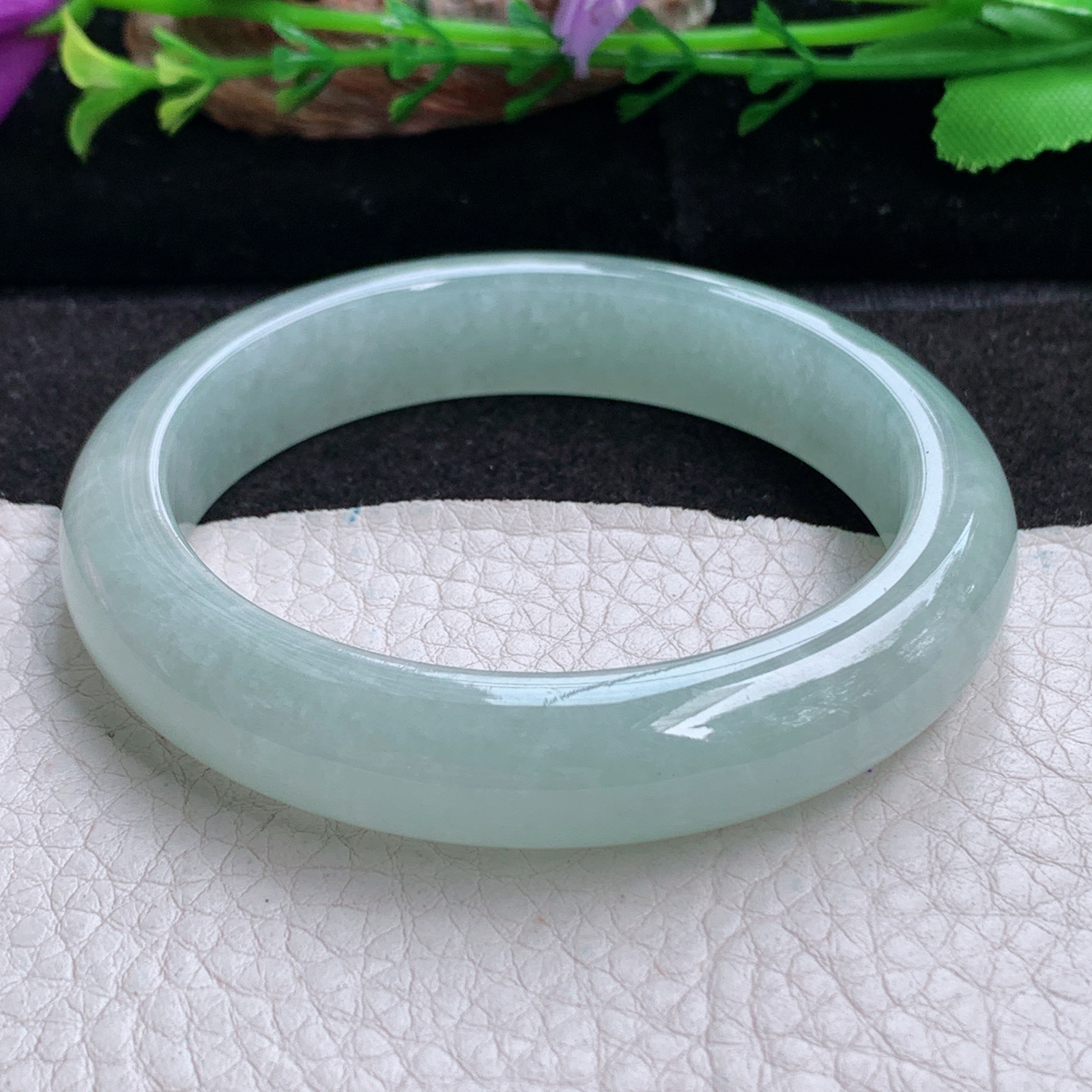 hy实拍54*11.6*8.3平安镯 天然缅甸翡翠a货手镯冰晴秀气正圈玉镯子