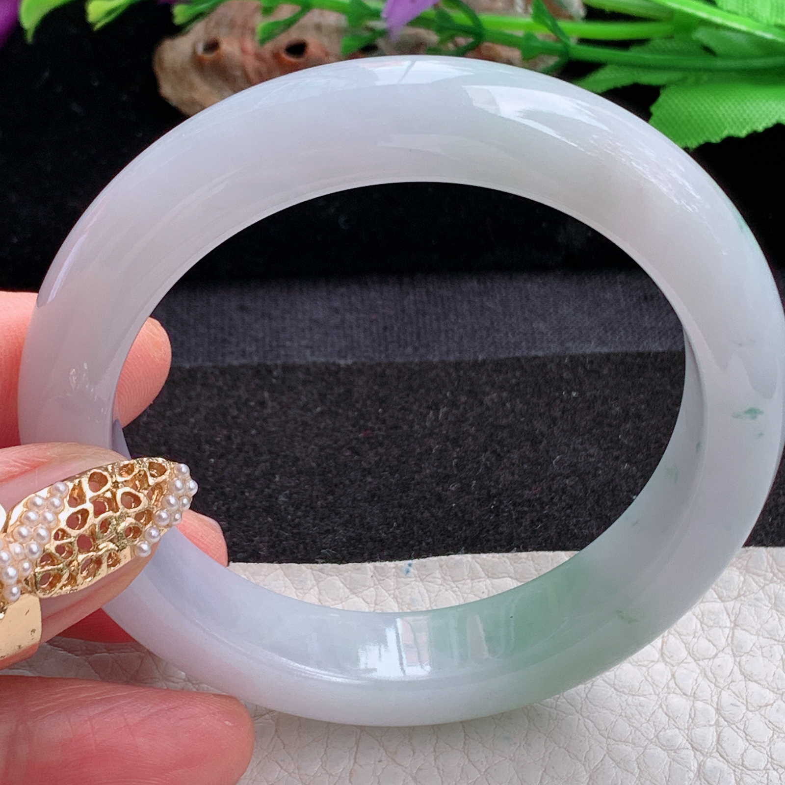 p实拍54*12*8.8平安镯 天然缅甸翡翠a货手镯飘花厚装正圈玉镯子