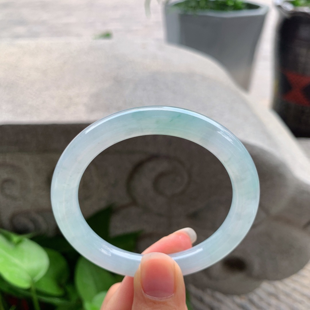 小圈口53.8-8.5 【冰蓝圆条手镯】圆条53 54可戴