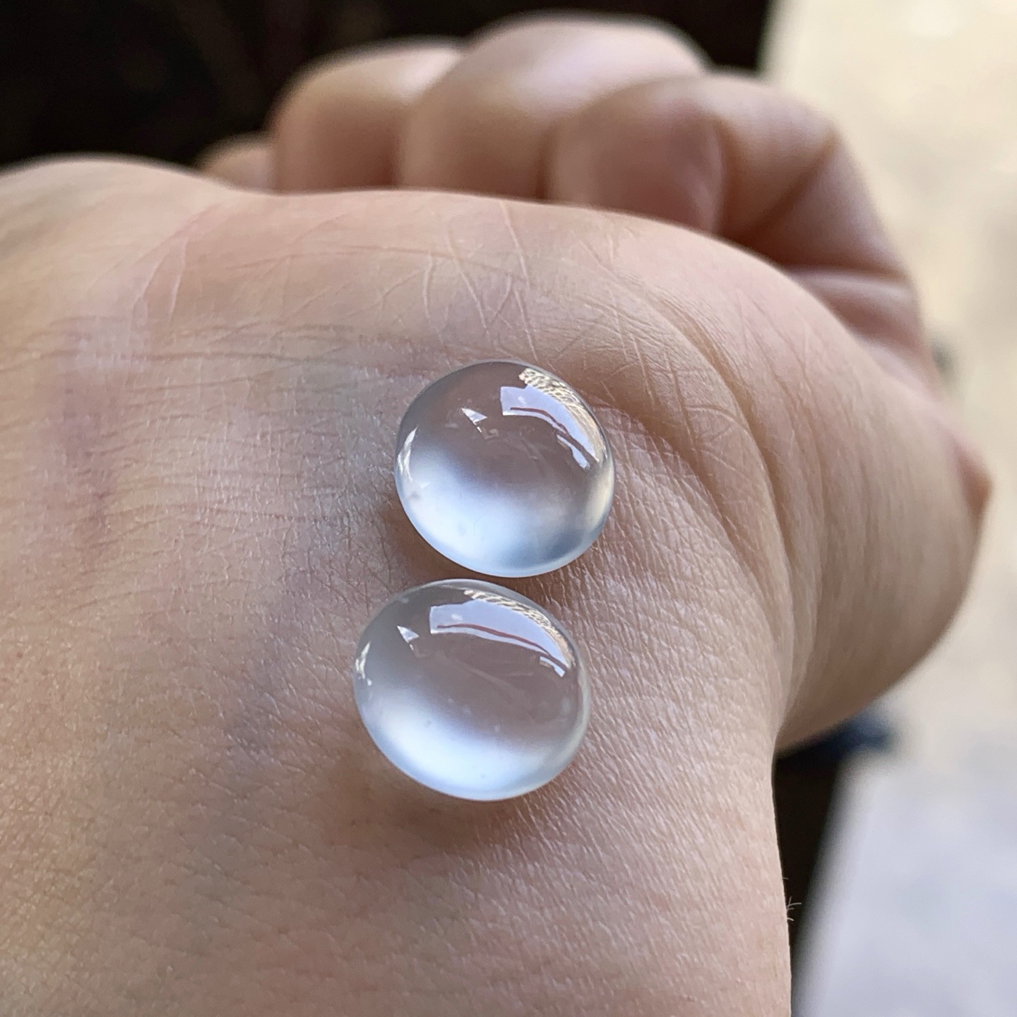 高冰戒面一对^_^透亮 荧光十足