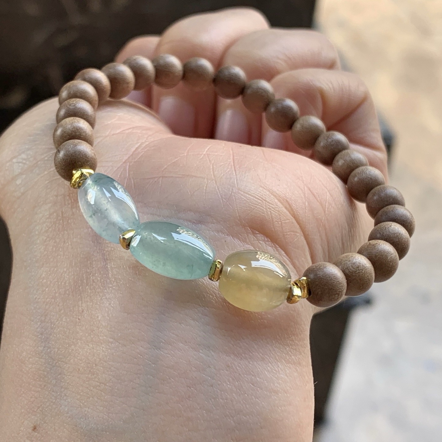 冰种筒珠手串^_^清新特色 冰透