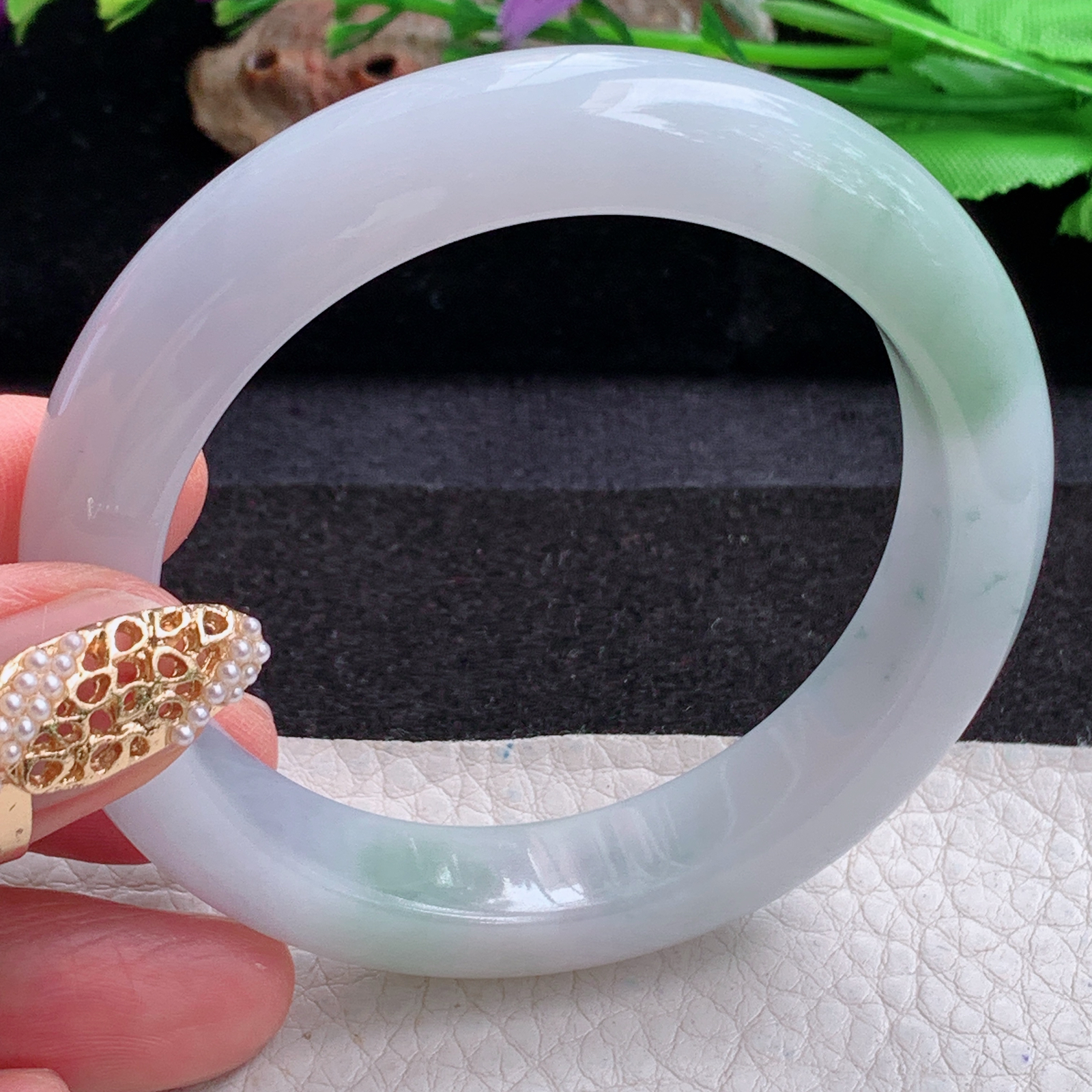 p实拍54*12*8.8平安镯 天然缅甸翡翠a货手镯飘花厚装正圈玉镯子