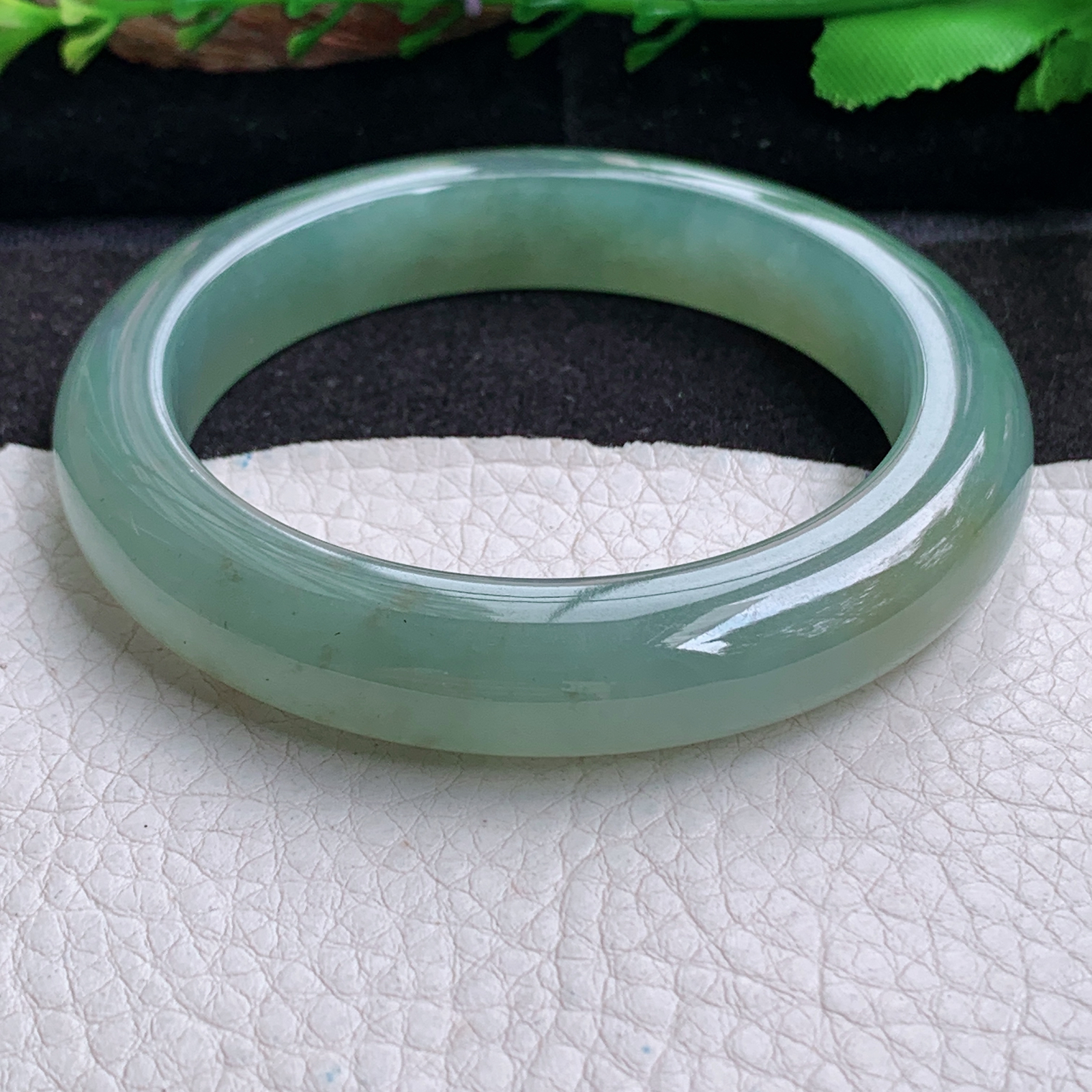 r实拍57*12*10平安镯 天然缅甸翡翠a货手镯冰黄加绿厚装正圈玉镯子