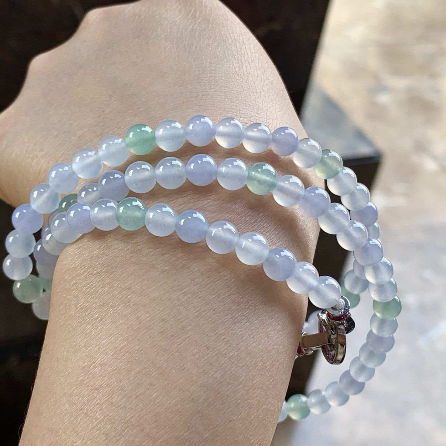 冰种糖果色珠链^_^清新冰透 甜美