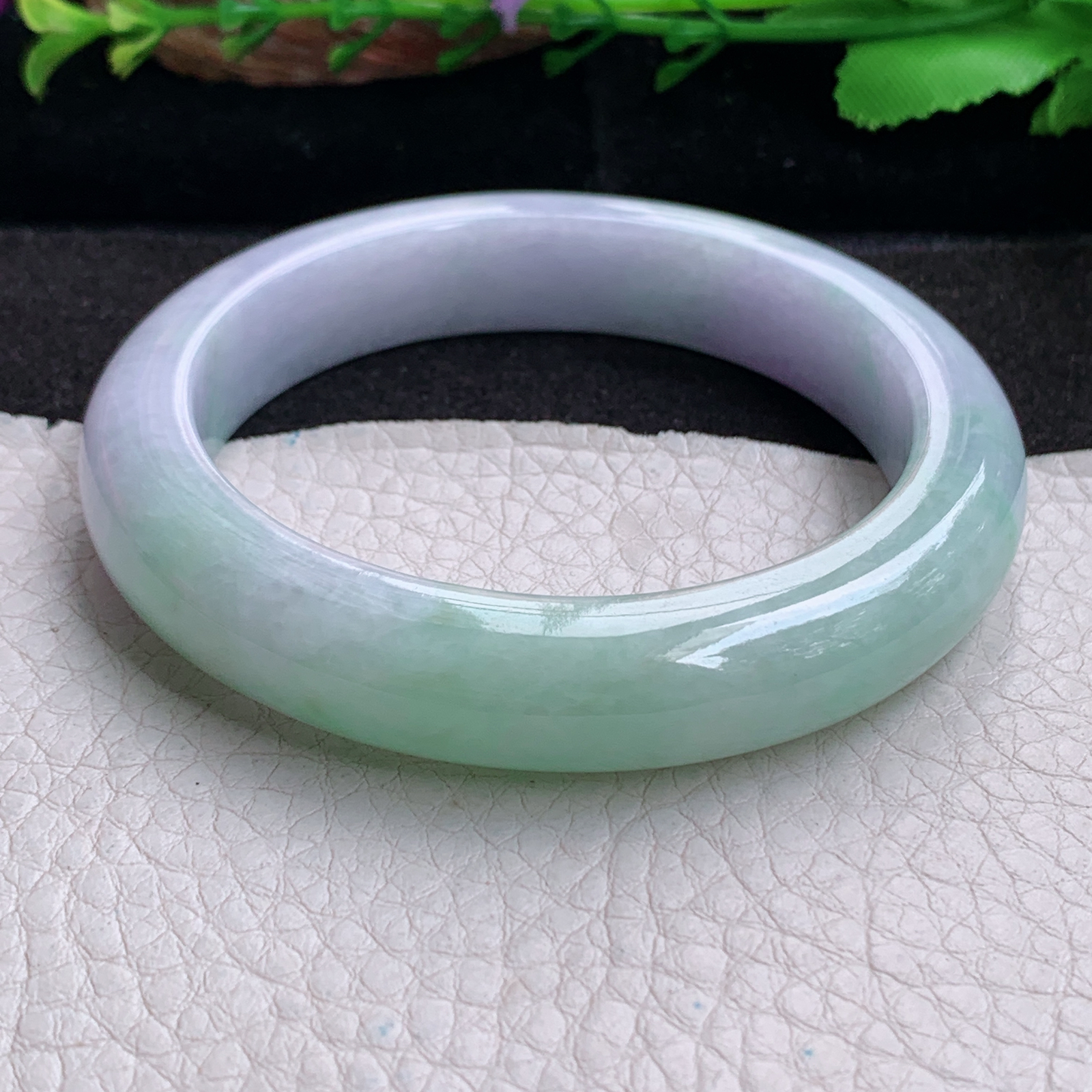 ee实拍55.8*11.8*8.7招财镯 天然缅甸翡翠a货手镯春带彩正圈玉镯子