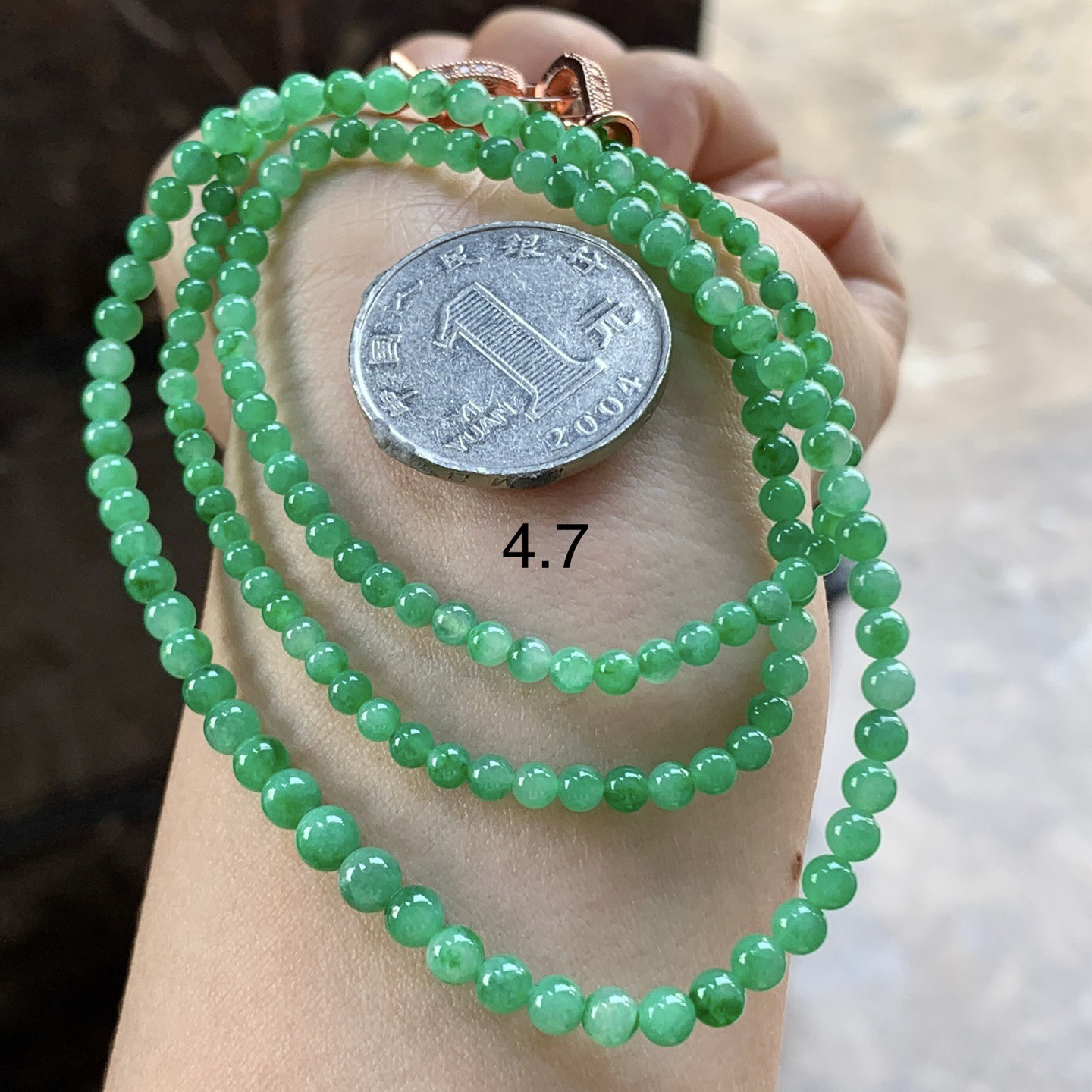 绿色珠链^_^玉质温润 色阳