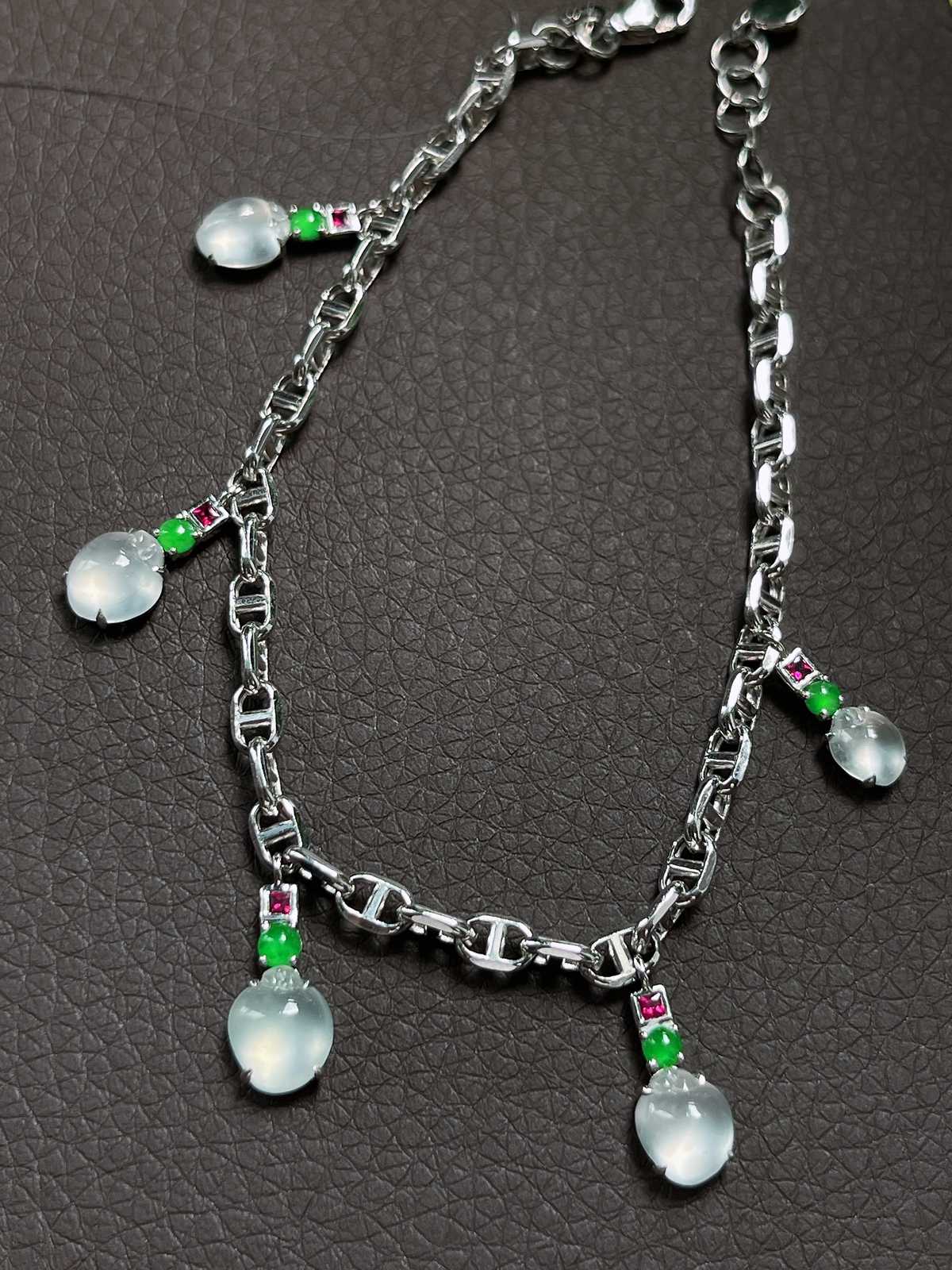 18k金翡翠白冰手链