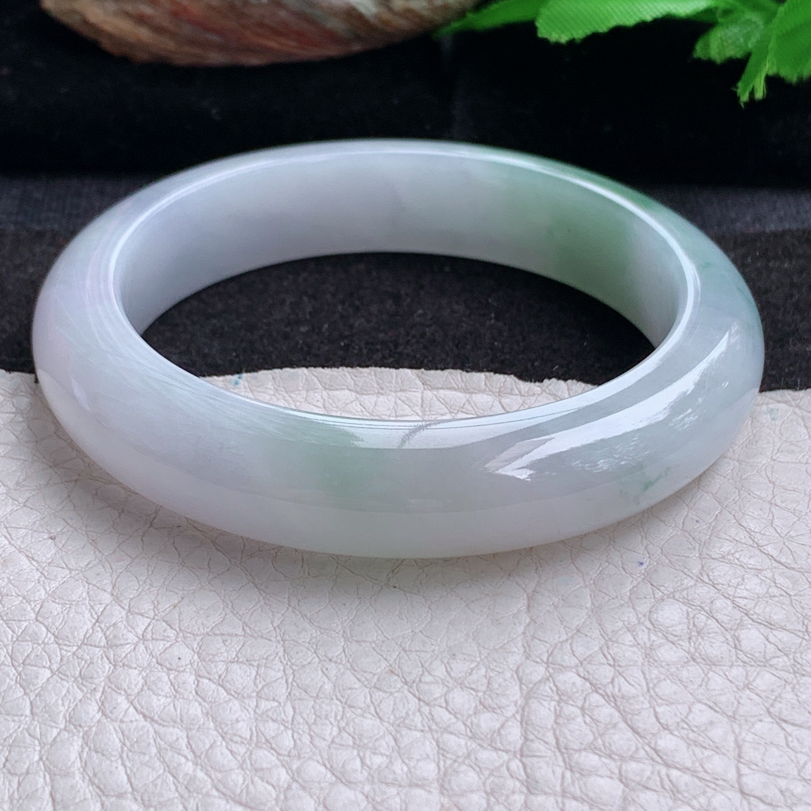 p实拍54*12*8.8平安镯 天然缅甸翡翠a货手镯飘花厚装正圈玉镯子