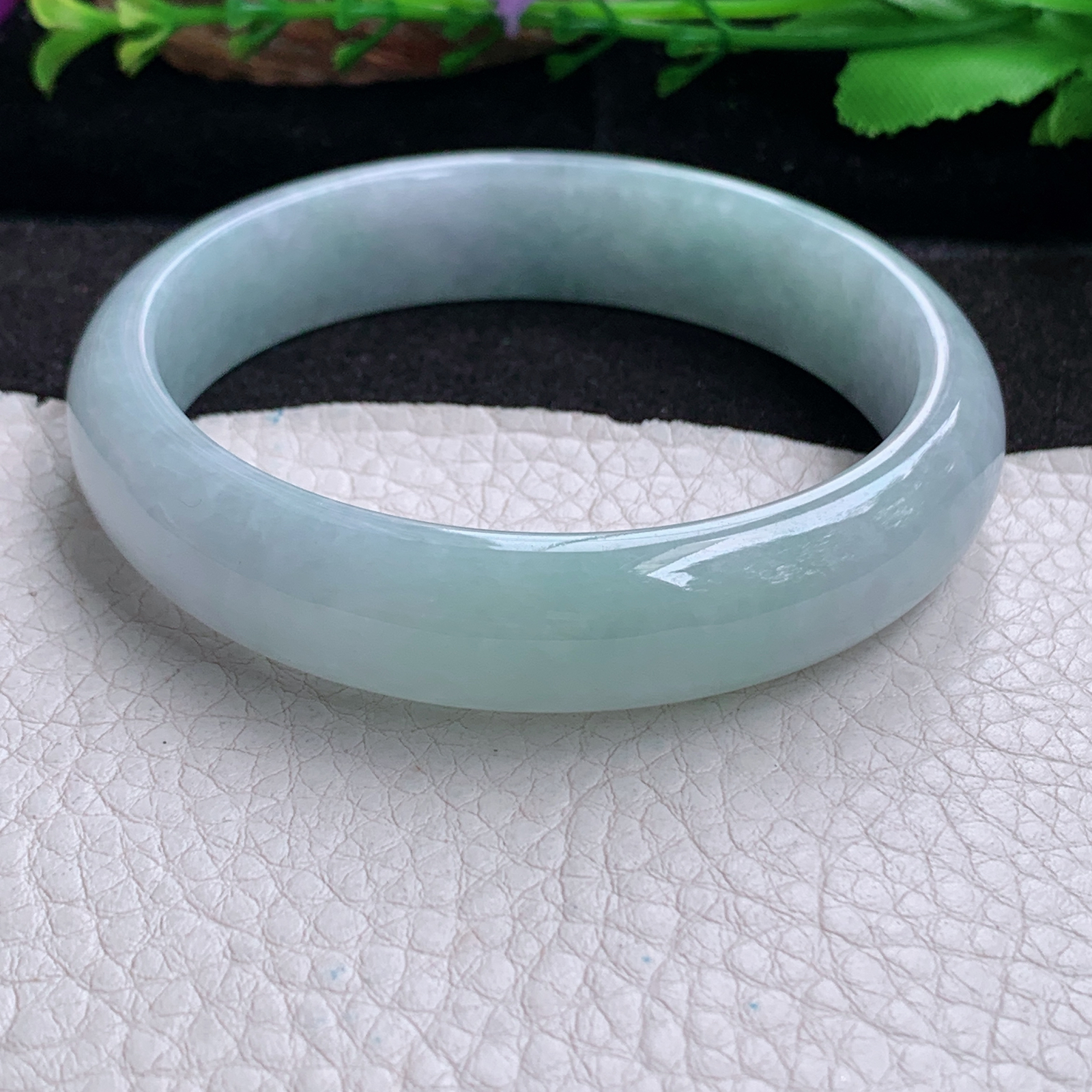 ee实拍59.5*13.5*7.3平安镯 天然缅甸翡翠a货手镯冰胶大气正圈玉镯子