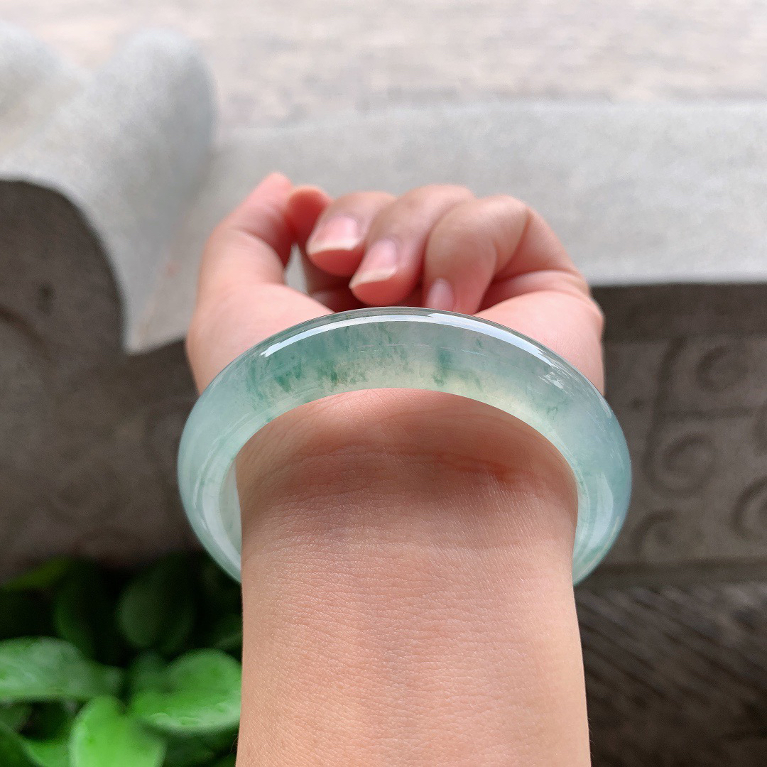 小圈口 52.8-11.5-8.3【高冰飘花正圈手镯】正圈52 53可戴