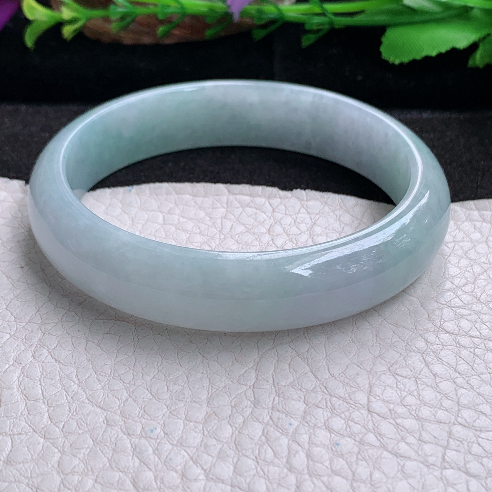 ee实拍59.5*13.5*7.3平安镯 天然缅甸翡翠a货手镯冰胶大气正圈玉镯子