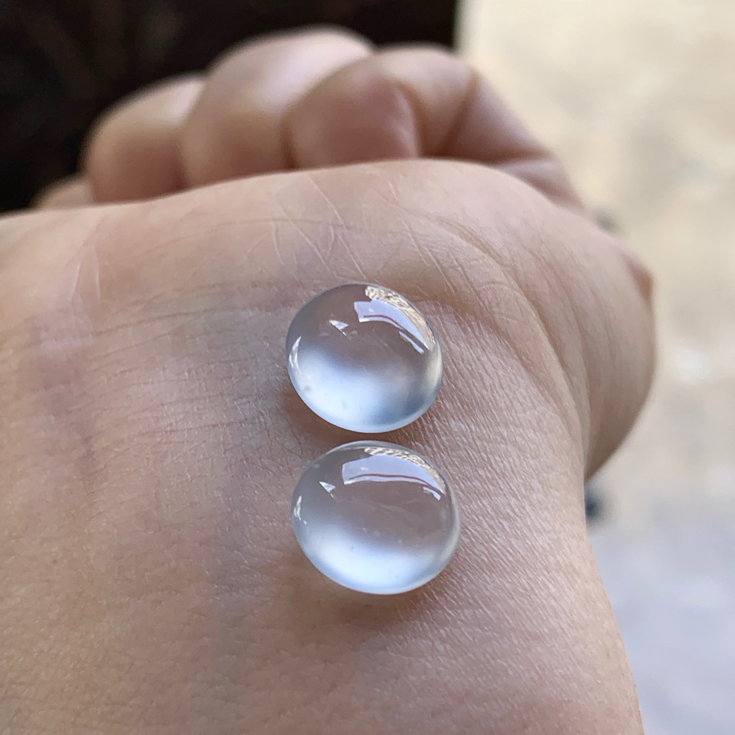 高冰戒面一对^_^透亮 荧光十足