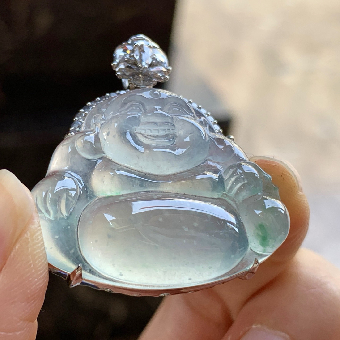 金钻镶嵌冰晴佛公^_^冰透 尺寸27.5