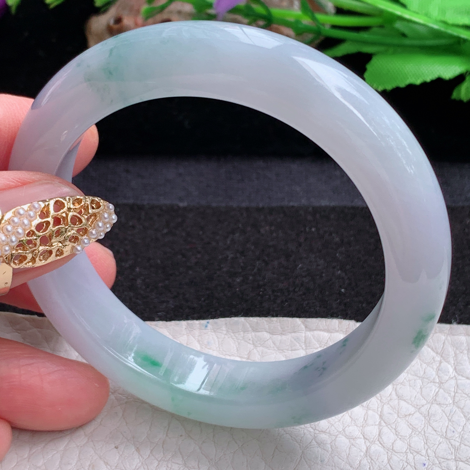 p实拍54*12.2*9平安镯 天然缅甸翡翠a货手镯冰飘花厚装正圈玉镯子