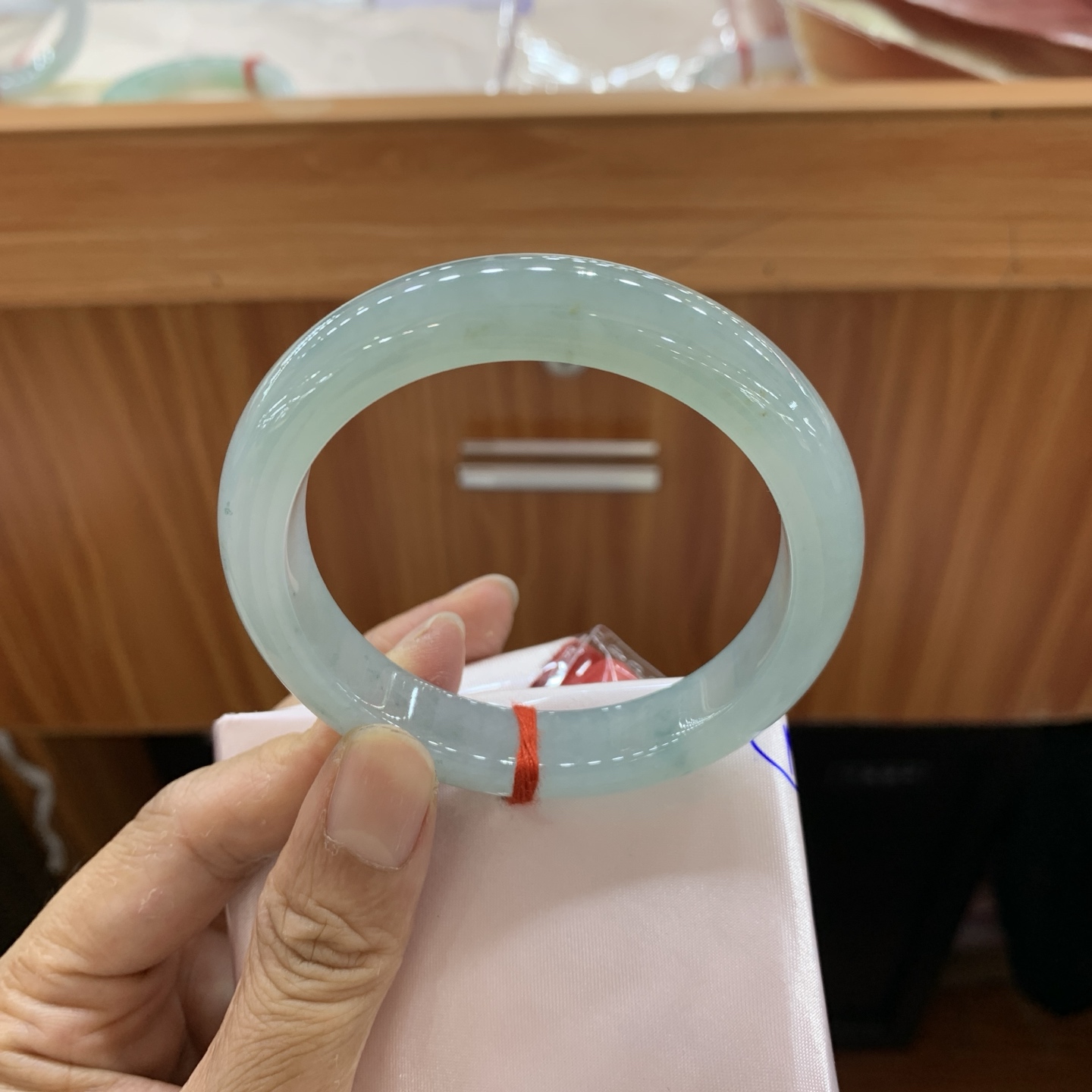 041319MMJ 蓝水正圈翡翠手镯 56.8-11.4-8.6