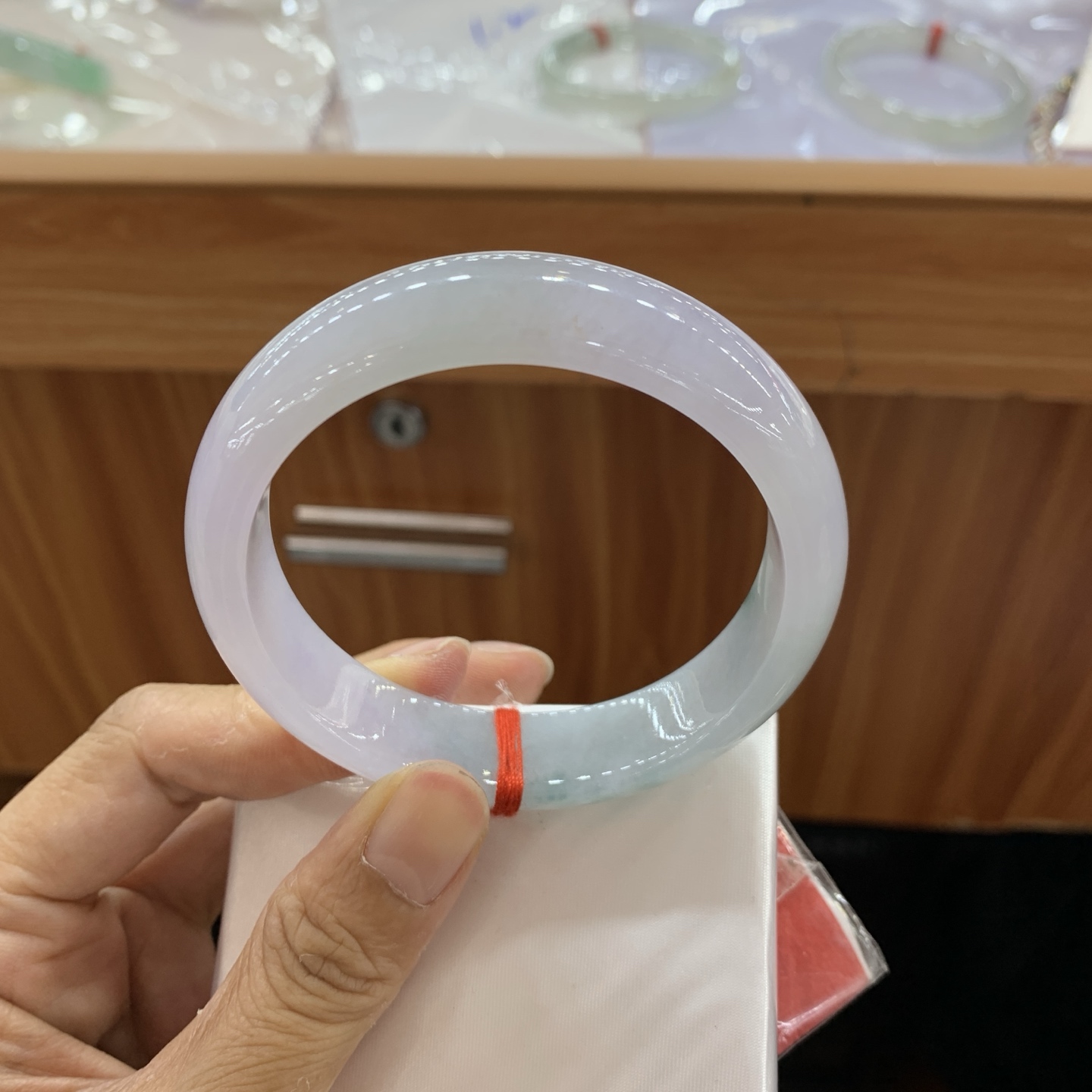 040908XY 紫罗兰飘花正圈翡翠手镯 58.3-14.5-7.9