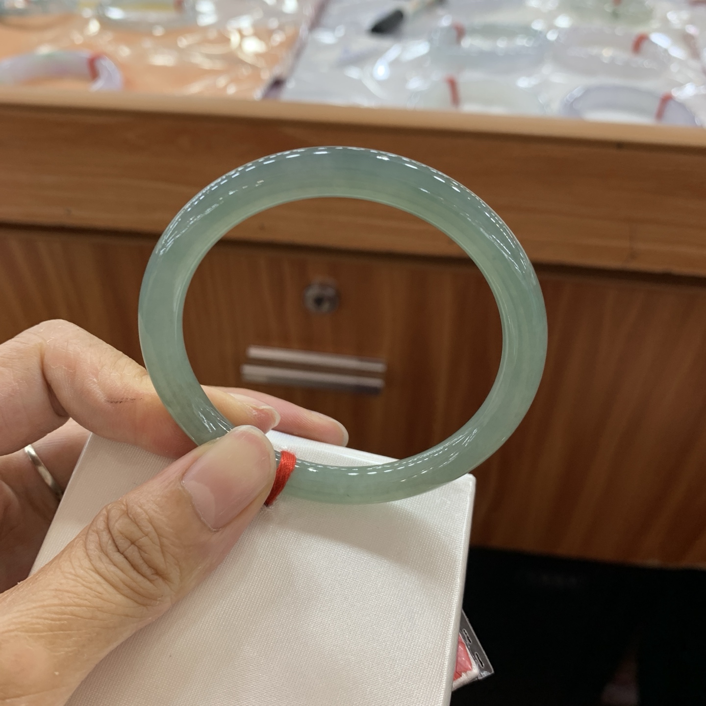 041002FN 蓝水圆条翡翠手镯 53.8-6.7-7